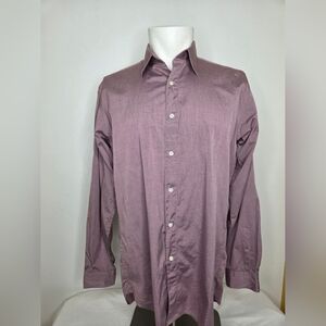 Perry Ellis 34 -15 1/2 Purple Broadcloth Shirt 100% Cotton